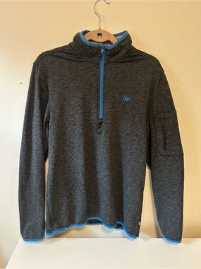 Men's Charcoal Heather Half-Zip Pullover with Blue Trim